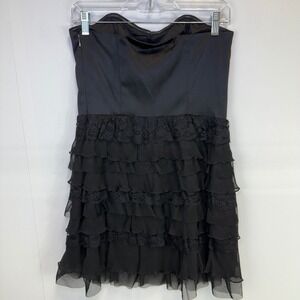 Vintage Express Design Studio Strapless Dress Ruffle Lace trim Y2K Party size 10